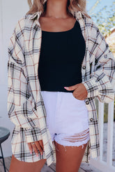 Plaid Button Up Long Sleeve Shacket OutfitFlow